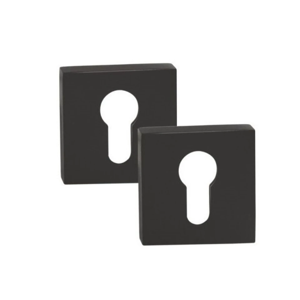 Накладка на евроцилиндр (квадрат) 2шт в комплекте, CWS Black. черный матовый  (WS)